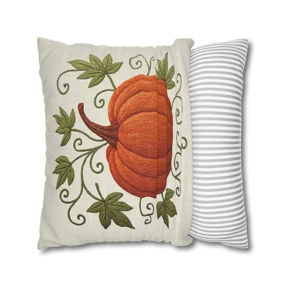 Autumn Pumpkin Faux Suede Pillowcase: Pumpkin Pillow - Picture 5 of 6